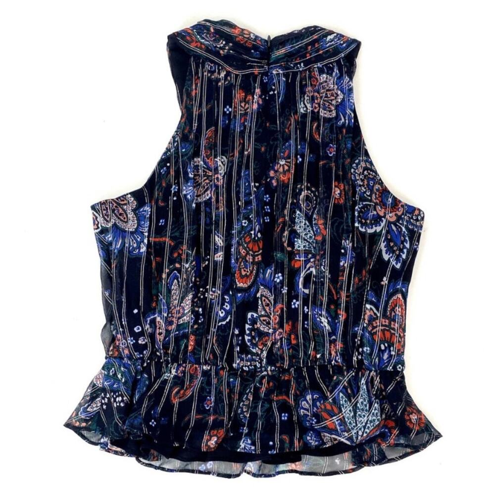 Veronica Beard Kailani Top Paisley Metallic Black Multi 0 - Picture 7 of 7